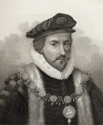 Sir Christopher Hatton, kaiverrus Bocquet, kuvitus 