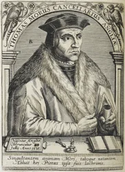 Sir Thomas More, pyhimys, kuva teoksesta "Viidenkymmenen miehen kuvakkeet, joilla on loistava oppiminen ja oppiminen..."
