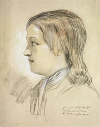 Tutkimus Alex Popen (1688-1744) päällikölle Drydenin esittely Butlers Coffee Housessa (kynä, liitu ja puuhiili paperilla)