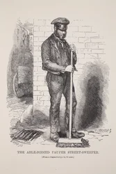 The Able-Bodied Pauper Street-Sweeper, Richard Beardin daguerrotypiasta, kuvitus London Labourista ja London Poor, Henry Mayhew, pubi. 1862
