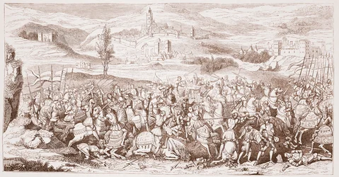 Spursin taistelu muinaisesta kuvasta, joka on Royal Society of Antiquities -järjestön hallussa