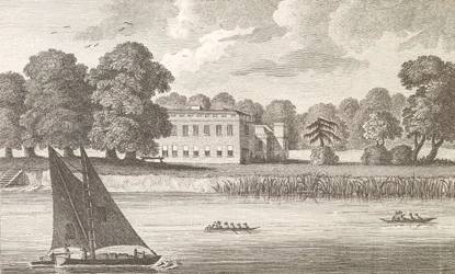 Lontoon piispa Fulhamin palatsissa, kaivertanut Taylor, 1788