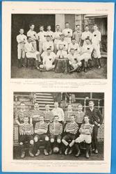 Bombay Gymkhanas ja The London Caledonians, jalkapallojoukkueet, jotka esiteltiin The Illustrated Sporting and Dramatic Newsissa 21. marraskuuta 1891
