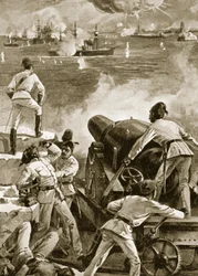 Britannian laivasto pommittaa satamia Aleksandriassa 11. heinäkuuta 1882