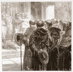 Valtuuston jäsenet hajottavat Augustinuksen munkkikunnan Zürichissä, 1524, esimerkki James Aitken Wylien (1808-1890) teoksesta The History of Protestantism, pub. 1878