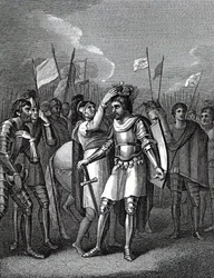 Earl of Richmond valitsi kuninkaaksi Bosworthin taistelun jälkeen David Humen ja Tobias Smollettin Englannin historiasta, 1804