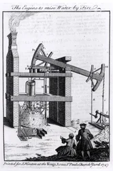 The Engine to Raise Water by Fire, kaavio Newcomenin höyrykoneesta Universal Magazinelle, 1747