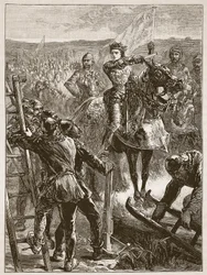 Englanti ennen Harfleuria, kuvitus Cassells Illustrated History of Englandista (seepiakuva)
