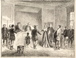 Käsi ja leikkurit, asia Pie-Poudren tuomioistuimessa, piirroksesta vuodelta 1811
