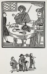 Sir Richard Whittingtonin, Lontoon kolminkertaisen lordipormestarin historia, kuvitus John Ashtonin kirjasta Chap-books of the Eightenth Century, pub. 1882