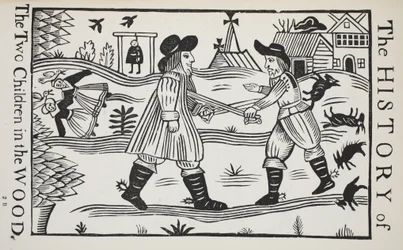 The History of The Two Children in the Wood, kuvitus John Ashtonin kirjasta Chap-books of the Eightenth Century, pub. 1882