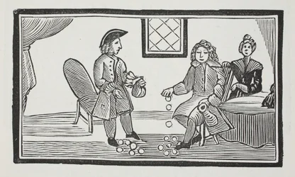 Bethnal Greenin sokean kerjäläisen historia, kuvitus John Ashtonin kirjasta Chap-books of the Eightenth Century, pub. 1882