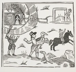 Tom Tramin hullut kepposet, kuvitus John Ashtonin kirjasta Chap-books of the Eightenth Century, pubi. 1882