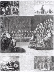 Kuninkaallisen marttyyrin, kuningas Charles Ensimmäisen avioliitto, sodat, kärsimykset ja kuolema, painaneet Henry Overton ja J. Hoole (kaiverrus) (bundw-kuva)