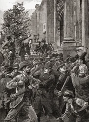 The Reform Leaguers in the Hyde Park -mielenosoitus vuodelta 1866.