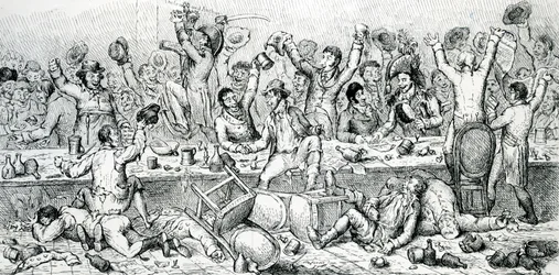 Reformers Dinner, kuvitus otettu Satiristista, 1809