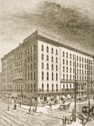 The Sherman Hotel, Chicago, noin 1870, Religious Tract Societyn julkaisemasta American Picturesista, 1876