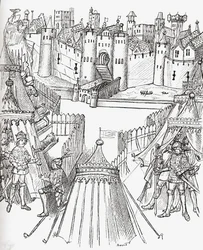 Rouenin piiritys Ranskassa vuonna 1418, J. R. Greenin vuonna 1893 julkaisemasta teoksesta "A Short History of the English People".