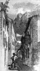 The Street Beneath the Alcazar, Málaga, Espanja, The Picturesque Mediterranean, Volume 3, julkaisija Cassell and Co. Ltd.