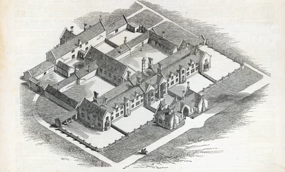 Union Workhouse pystytetään Canterburyyn, The Illustrated London News, 7. marraskuuta 1846