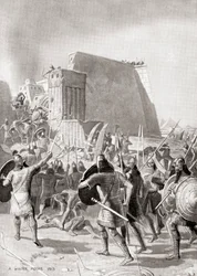 Assyrian kuningas Esarhaddon valloitti Egyptin Memphisin vuonna 671 eKr. Hutchinsonin kansojen historiasta, pub.1915