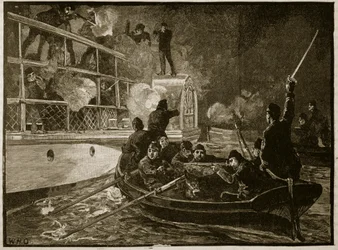 Carolinen vangitseminen, 1837, kuvitus Cassells Illustrated History of Englandista (seepiakuva)
