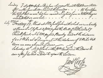 James Cookin käsiala, heinäkuu 1771