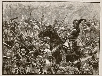 Schwarzin ja hänen saksalaistensa viimeinen osasto, kuvitus Cassells Illustrated History of Englandista (seepiakuva)