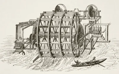 London Bridgen vesirakennus, joka pystytettiin ensimmäisen kerran vuonna 1582, William Hickman Smith Aubreyn (1858-1916) julkaisemasta The National and Domestic History of England -julkaisusta Lontoossa, noin 1890.