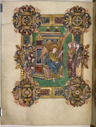 Kolme mariaa haudalla, Pyhän Æthelwoldin siunaus, n. 963-984 (muste ja kulta pergamentilla)