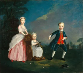 Kolme lasta puistossa, n. 1750 (öljy kankaalle)