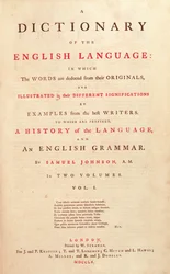 Johnsons Dictionary of the Human Language London, 1755, otsikkosivu