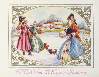 "Toivottaa sinulle hyvää joulua", viktoriaaninen kortti (chromolitho)