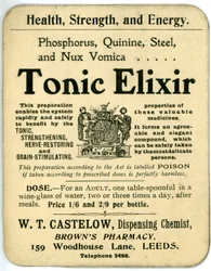 Tonic Elixir etiketti, varhainen (litho)