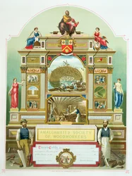 Puutyöläisten yhdistyneen yhdistyksen kauppatunnus, 1860