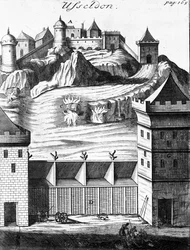 Usseldon, kuvitus "Julius Caesarin kommentteihin hänen sodistaan Galliassa ja sisällissodasta Pompeiuksen kanssa", Martin Bladenin englannin kielelle kääntämä, julkaistu 1706