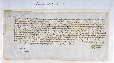 Margery Brewsin ystävänpäiväkirje John Paston III:lle, helmikuu 1477 (kynä ja muste paperille)