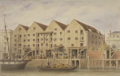 Näkymä Chamberlains Wharfille, Tooley Street, 1846 (wc paperilla)
