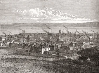 Näkymä Dundeesta, Skotlanti, julkaisusta "Cities of the World", julkaistu noin vuonna 1893 (vedos).
