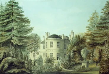 Näkymä 1800-luvun huvilasta, n. 1790 (wc paperilla)