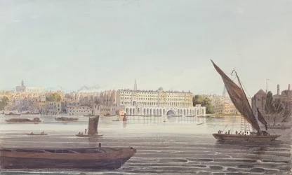 Näkymä New Somerset Housen joen edustalle, Banksidesta, 1796
