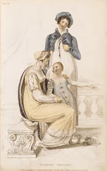 Kävelymekot, muotilevy Ackermanns Repository of Artsilta, pubi. 1 päivänä kesäkuuta 1809