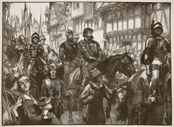 Wallace matkalla Westminster Halliin, kuvitus Cassells Illustrated History of Englandista (seepiakuva)