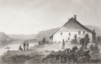 Washingtonin pääkonttori lähellä Newburghia, "Gallery of Historical Portraits" -julkaisusta, julkaistu noin 1880