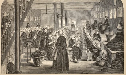Työhuone, Silent System, House of Correction, Tothill Fields, kuvitus Lontoon rikosvankiloista ja Henry Mayhew