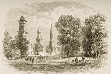 Yale College, New Haven, noin 1870, Religious Tract Societyn julkaisemasta American Picturesista, 1876