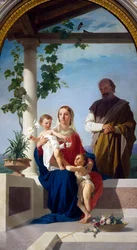 Pyhä perhe, Enrico Pollastrini (1817-1876), Madonna della Stellan pyhäkkö, Montefalco, Umbria, Italia
