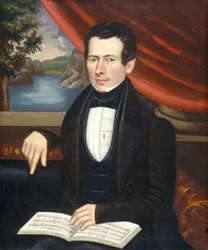 Mies virityskirjan kanssa: Cook, noin 1838 (öljy kankaalle).