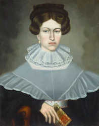 Nainen pitelee kirjaa, c. 1835.
