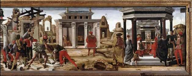 Griffoni-polyptyykki: predella, jossa on Pyhän Vincent Ferrerin tarina.